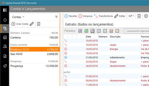 Gerenciar Contas e Lançamentos